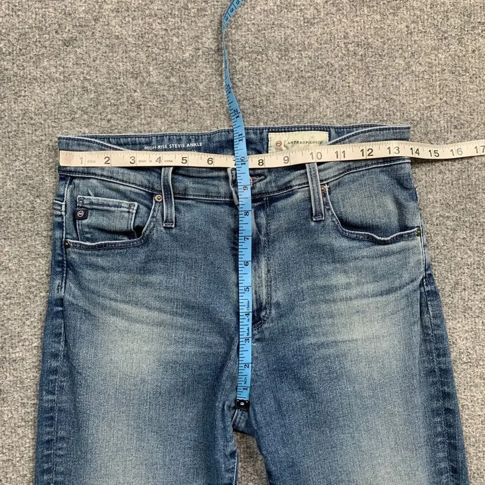 Anthropologie Jeans Womens 27 Blue Denim High Rise Stevie Ankle Slim Straight
